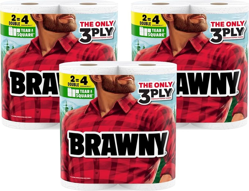 Brawny Tear-A-Square paper towels 6 double rolls