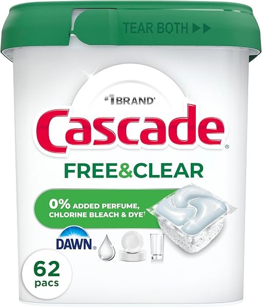 Cascade Free & Clear dishwasher pods 62-ct