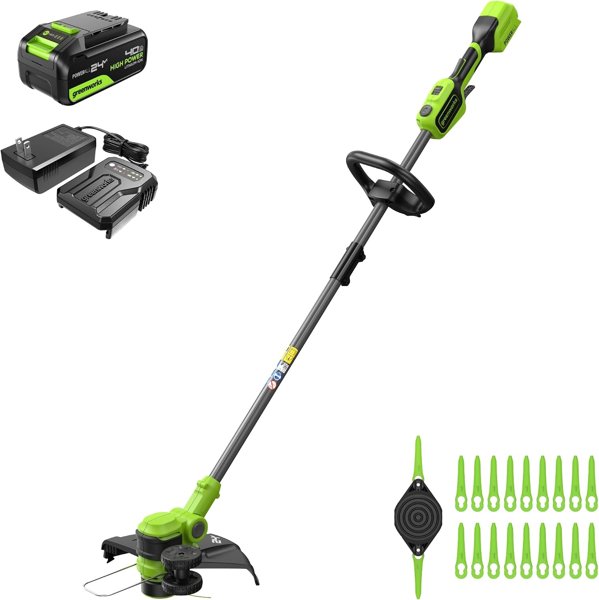 Greenworks 24V 13in brushless string trimmer and edger, 4Ah battery