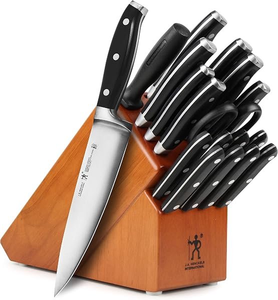 Henckels Forged Premio 19-Piece Knife Block Set, Cherry Block