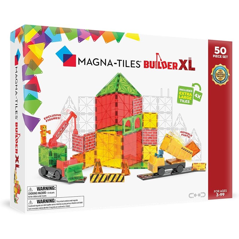 MAGNA-TILES Builder XL 50-Piece Magnetic Construction Set