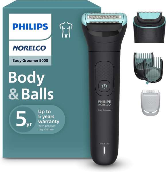 Philips Norelco Body Groomer 5000 with dual-head trimmer and shaver