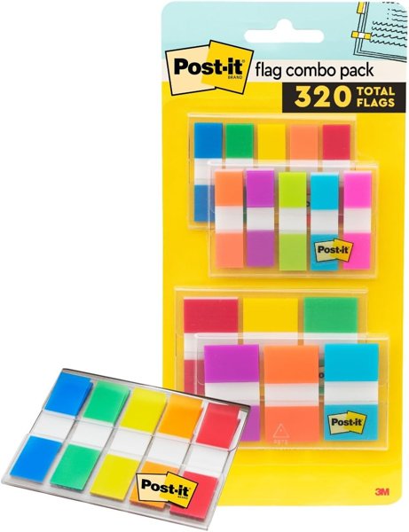 Post-it flags 320 count dispenser, multicolor