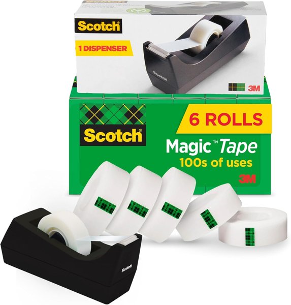 Scotch Magic Tape 6 rolls + dispenser