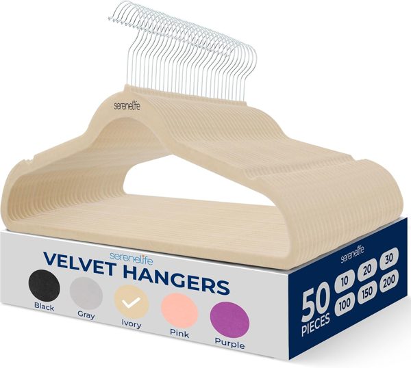 SereneLife velvet hangers, 50 pack, slim and non-slip