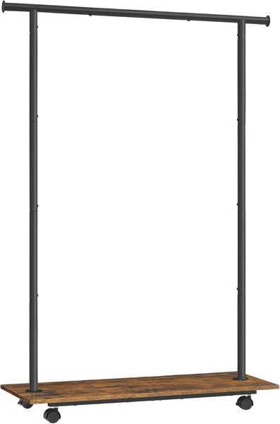 SONGMICS metal clothes rack with wheels and bottom shelf