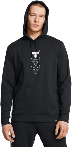 Under Armour Men's Project Rock Rival Fleece Hoodie, Black/White