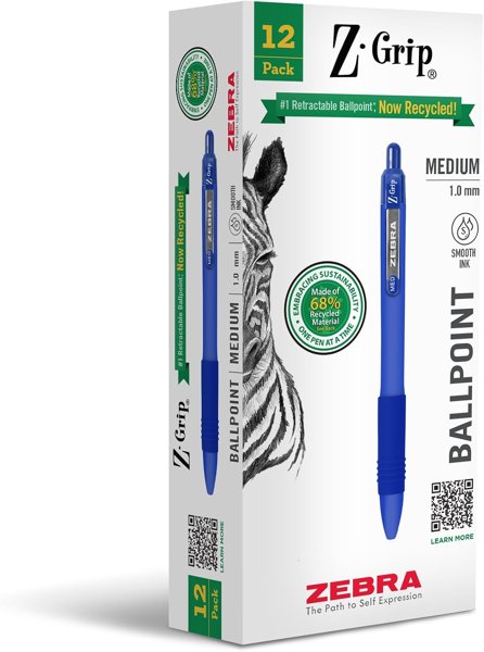 Zebra Z-Grip pens 12pk