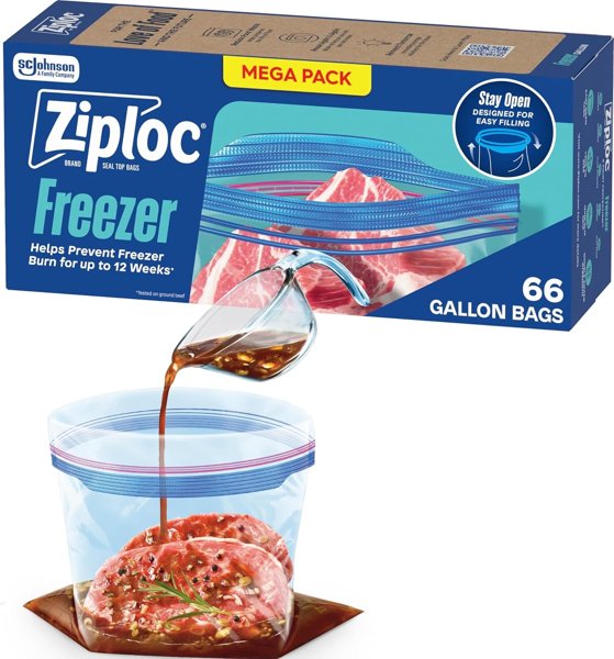 Ziploc gallon freezer bags 66ct