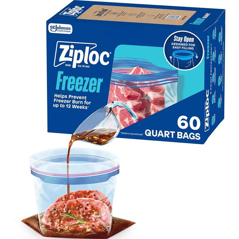 Ziploc quart freezer bags 60-ct