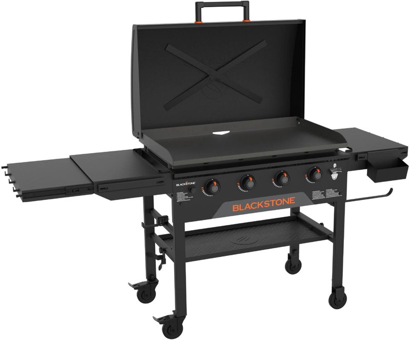 Blackstone Original 36" Outdoor Omnivore Griddle with Hood and Folding Shelves, Black