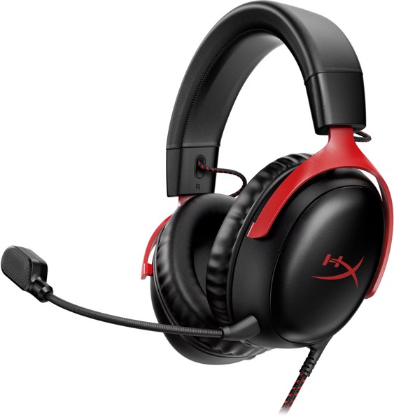 HyperX Cloud III wired gaming headset for PC, PS5, PS4, Xbox, Switch and mobile, black/red