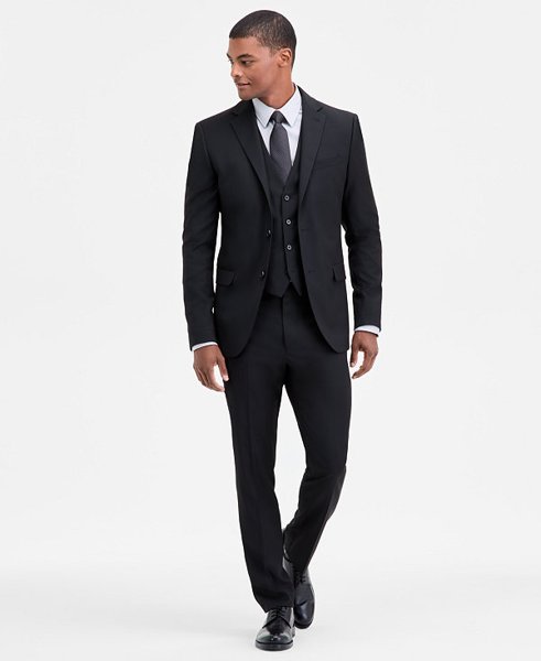 DKNY men's modern-fit vested suit