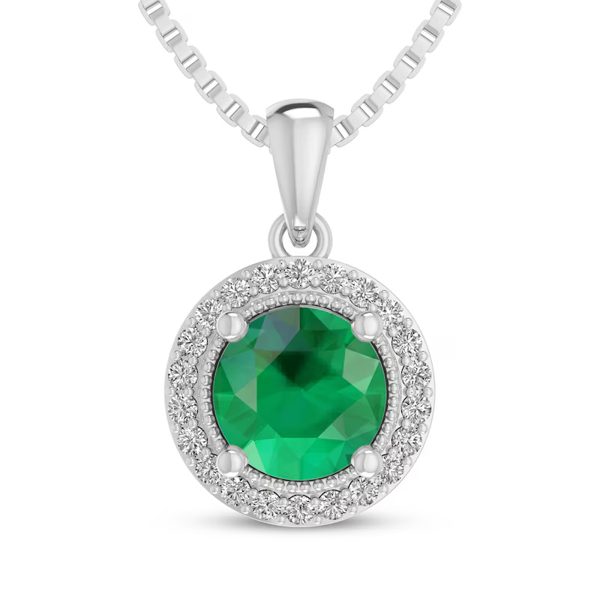 Kay emerald halo necklace
