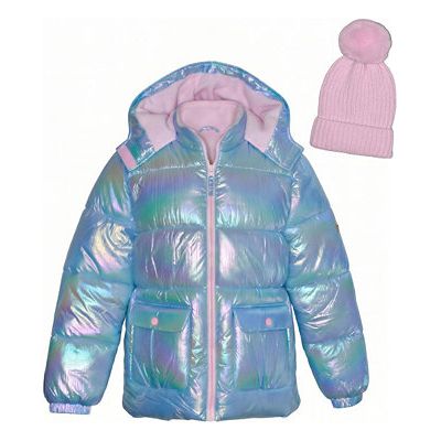 Kensie girls 5-16 puffer jacket + knit hat set