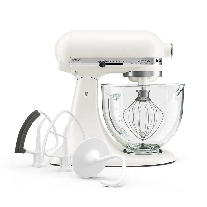 KitchenAid Artisan mixer + glass bowl