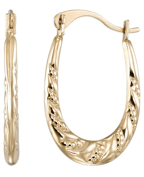 10k gold oval hoop earrings