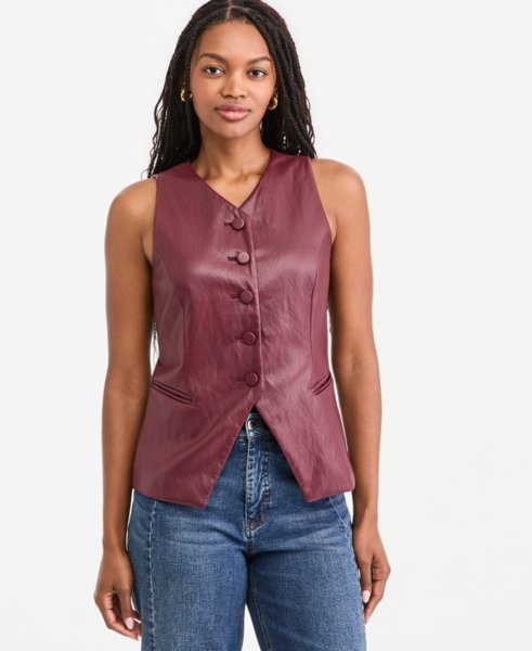 On 34th faux leather vest