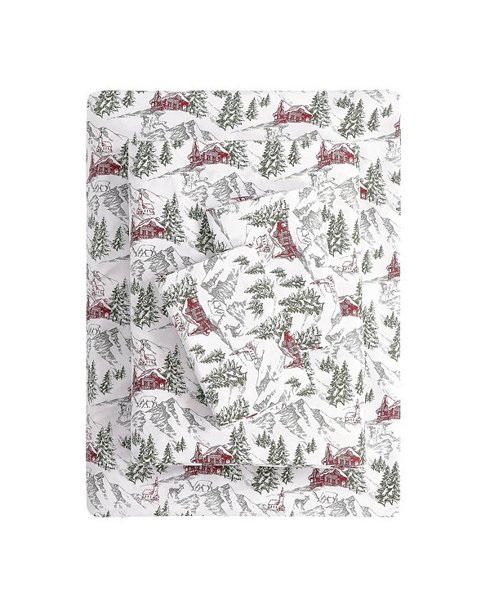 Sanders holiday printed microfiber 3-piece sheet set, twin
