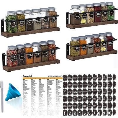 SpaceAid 4-pack wall-mount spice rack w/ 24