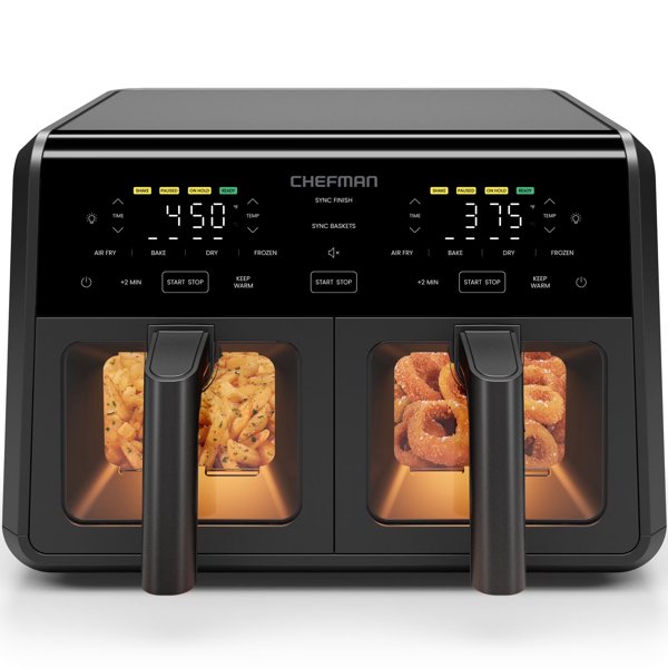 Chefman TurboFry 9-qt dual-basket Easy-View air fryer