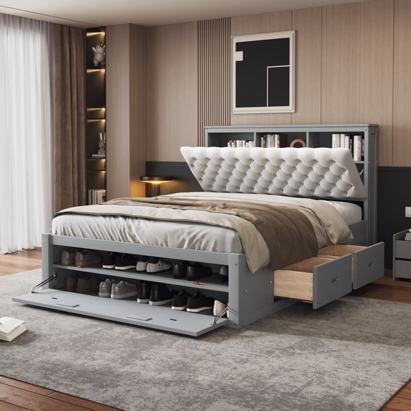 Euroco queen storage platform bed