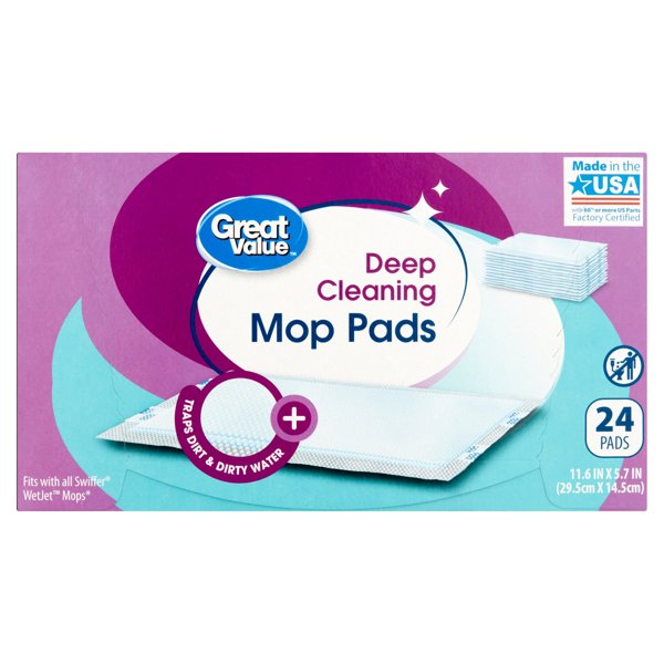 Great Value deep cleaning mop pads, 24 count (fits Swiffer WetJet)