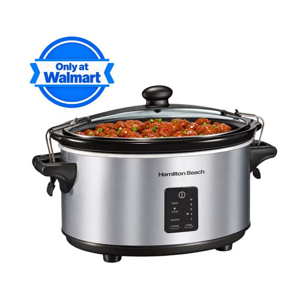 Hamilton Beach 7-qt programmable slow cooker with clip-tight lid, Stainless