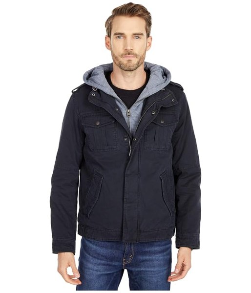 Levi's men's sherpa-lined two-pocket hooded jacket (Navy)