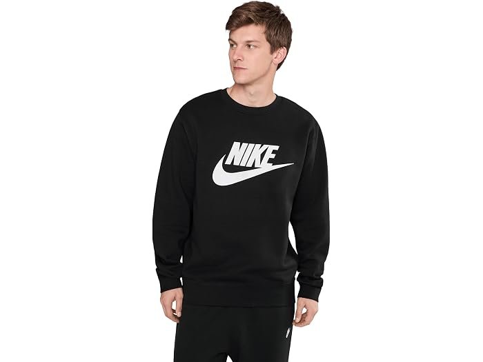 Nike men's Club Brushed Fleece Crew sweatshirt (Black)