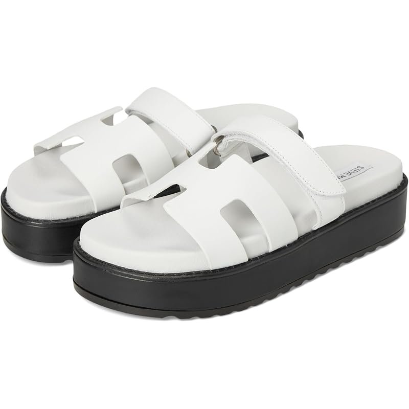 Steve Madden Bigmayven platform slide sandals (White Leather)